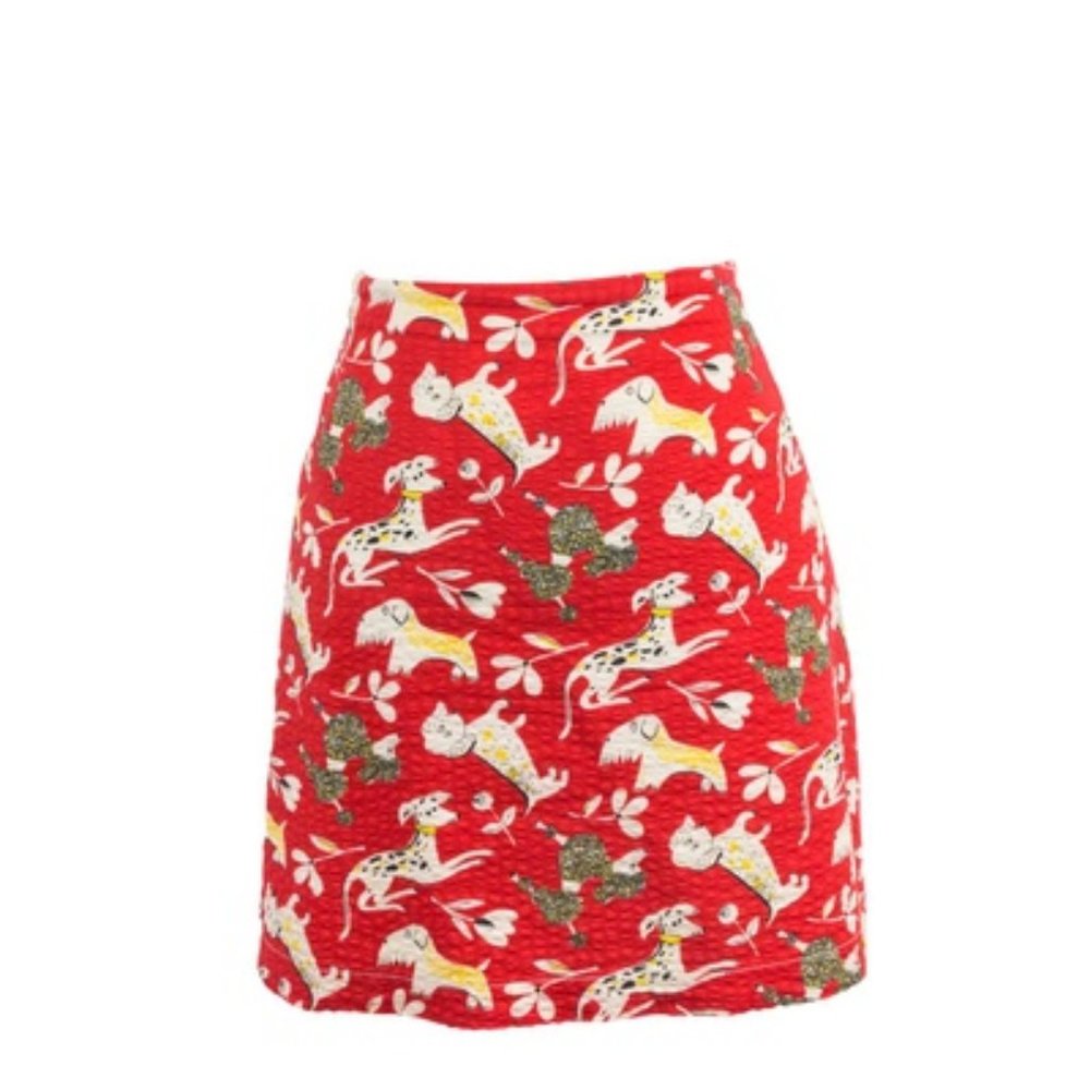 Vintage dog printed red skirt